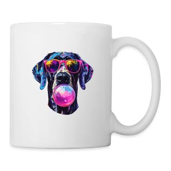 Deutsche Dogge mit Kaugummi - Tasse - Weiß - Rechts