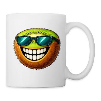 Süßer Kiwi Cartoon Sommer Sonne Grinsen Obst - Tasse - Weiß - Rechts