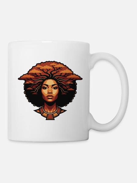 Baumhaar Afro-Porträt - Tasse - Weiß