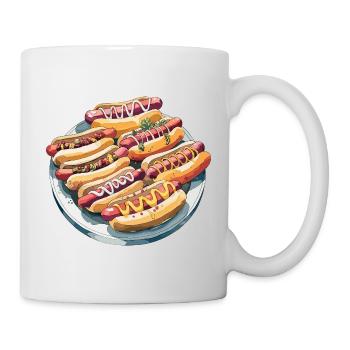  Bunte Hotdogs Teller Streetfood Snack für - Tasse - Weiß - Rechts