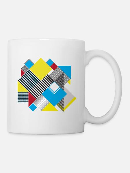 Geometrische Farbquadrat-Komposition - Tasse - Weiß