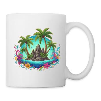 Tropische Insel Oase Palmen Farben - Mug blanc - blanc - Droite