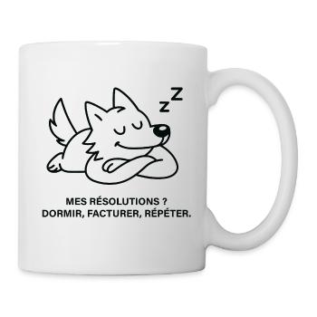 Loup Somnolent et Résolutions de Pause - Mug blanc - blanc - Droite