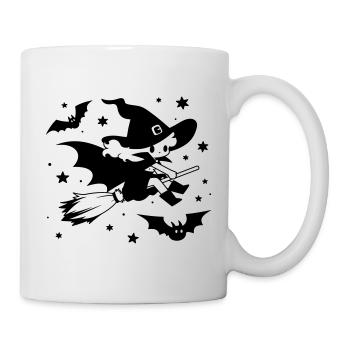 Flying Witch with Broom Halloween Motif - Mug - white - Right