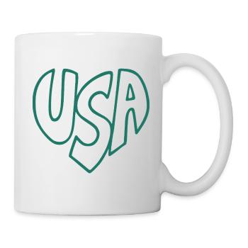 USA Heart Handwriting Logo Retro Style - Mug - white - Right