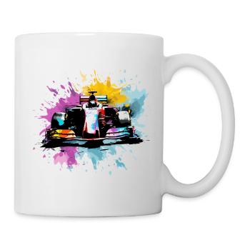 Bunte Splash Art Rush Rennfahrer-Rennen - Tasse - Weiß - Rechts