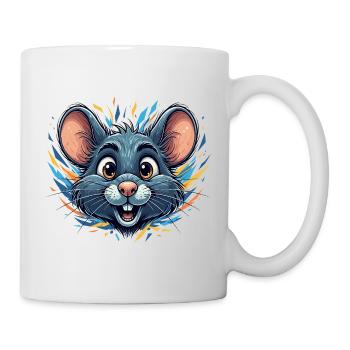 Cheerful rat in a fire of color - Mug - white - Right