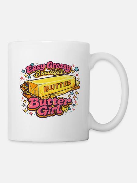 Butter Girl Retro Pop-Art-Illustration - Tasse - Weiß