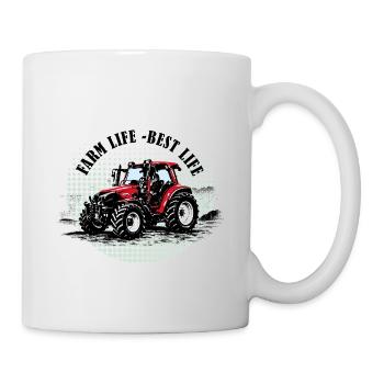 Farm Vibes – Roter Traktor Retro Halftone - Tasse - Weiß - Rechts
