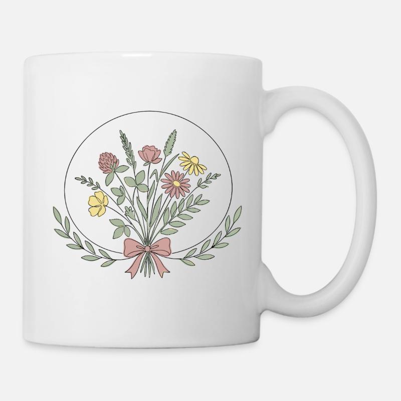 Boho Blumen Flowers Line Art  - Mug - white