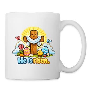 Crucifix de Kawaii Il est ressuscité Jésus de Pâques - Mug blanc - blanc - Droite