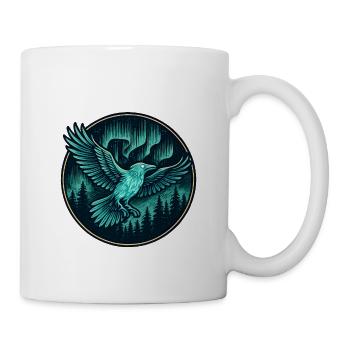 Rabe im Nachtwald-Emblem - Tasse - Weiß - Rechts