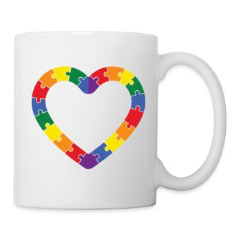 Conception de cœurs d’un puzzle pour l’autisme - Mug blanc - blanc - Droite