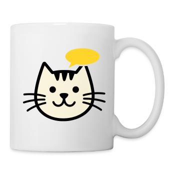 Visage de chat avec bulle de dialogue - Mug blanc - blanc - Droite