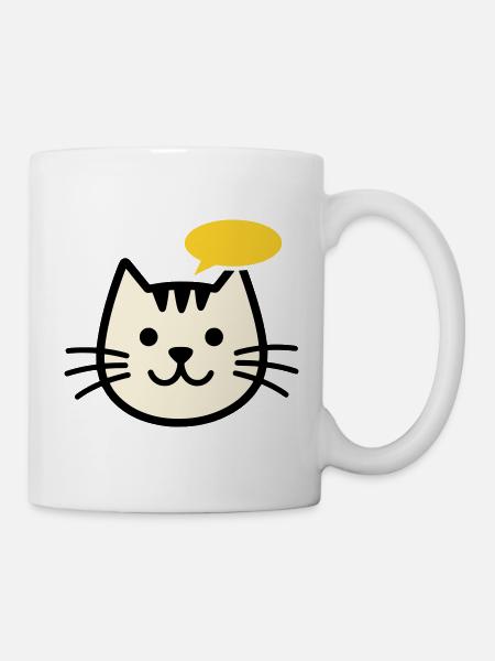 katzengesicht-mit-sprechblase - Tasse - Weiß