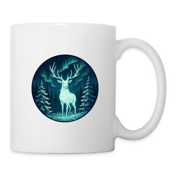 Nordlicht Elch im Wald - Tasse - Weiß - Rechts