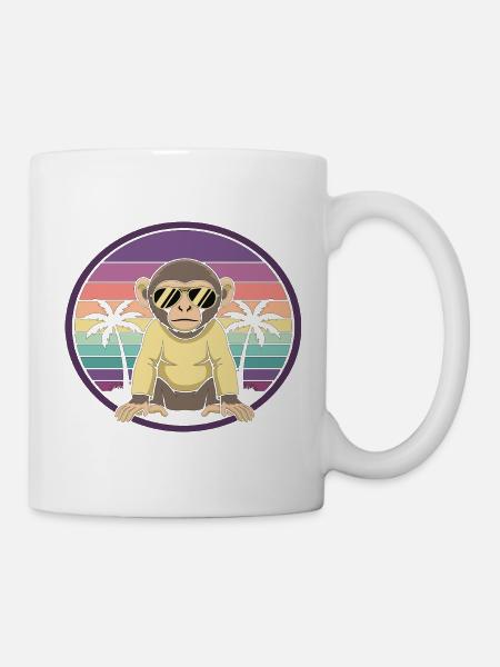 Cooler Affe Retro Sommer Sonnenbrille - Tasse - Weiß
