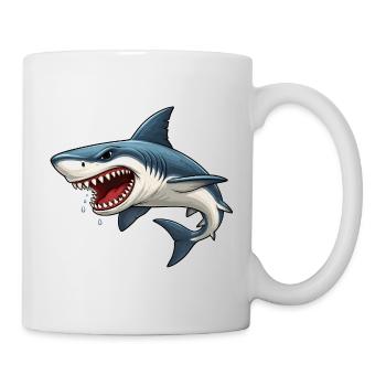 Shark Cartoon Funny Kids Ocean Animal Motif - Mug - white - Right