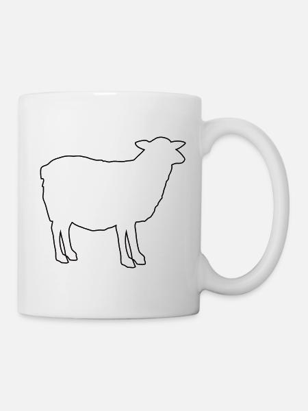 Schafsilhouette Kontur-Design - Tasse - Weiß