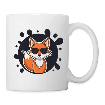 Chic fox sunglasses on black - Mug - white - Right