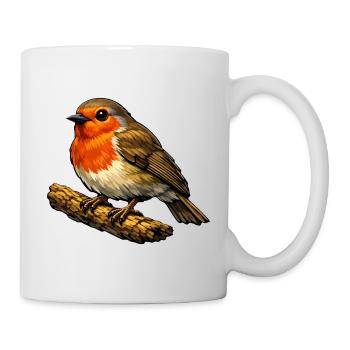Robin über den Stamm-Cartoon - Tasse - Weiß - Rechts