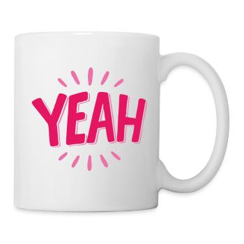 yes pink lettering with rays - Mug - white - Right