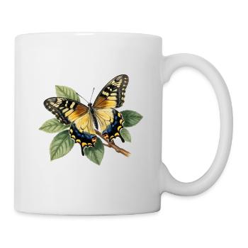 Schwalbenschwanz oder Große Haarsträhne, Papilio machaon - Tasse - Weiß - Rechts