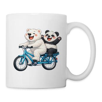 Zwei Teddybären auf einem Fahrrad - Tasse - Weiß - Rechts