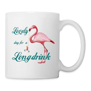 Flamingo mit Longdrink Retro - Tasse - Weiß - Rechts