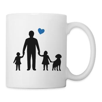 Silhouette du chien du Père et des enfants - Mug blanc - blanc - Droite
