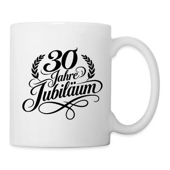 30 Jahre Jubiläum Lorbeer Schwarz - Tasse - Weiß - Rechts