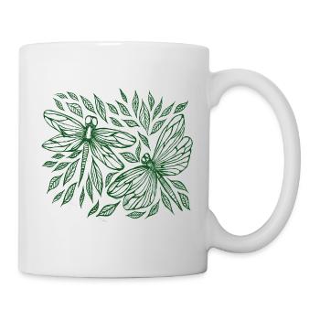 Dragonflies and Leaves Botanical - Mug - white - Right