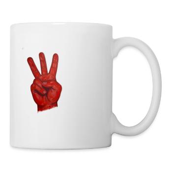 Timbre Deux Main de la Paix Rouge - Mug blanc - blanc - Droite