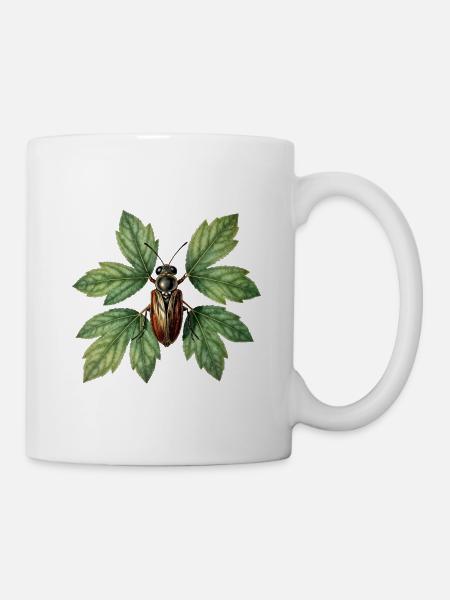 Käferinsekt auf grünem Laub - Tasse - Weiß
