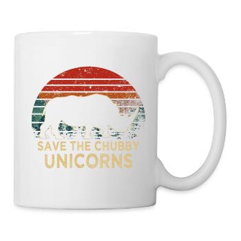 Save The Chubby Unicorns Retro Rhino Slogan - Mug - white - Right