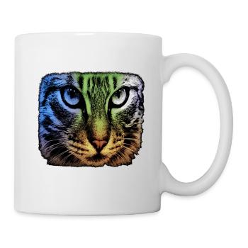 katzengesicht, bunte tier designs - Tasse - Weiß - Rechts