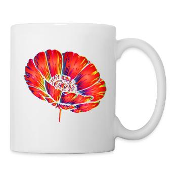 Neon Poppy Pop Art Floral Color Design - Mug - white - Right