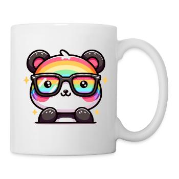 Regenbogen Panda mit Sonnenbrille - Tasse - Weiß - Rechts