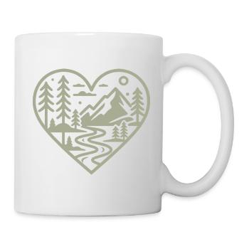 Herzform-Landschaft mit Bergen & Fluss - Tasse - Weiß - Rechts
