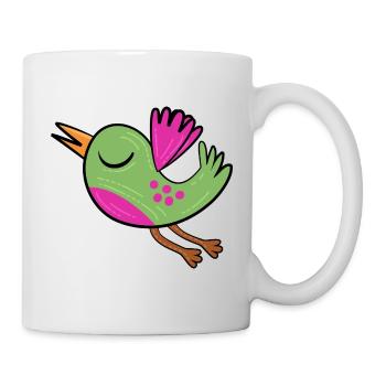 Kleiner Grüner Vogel - Tasse - Weiß - Rechts