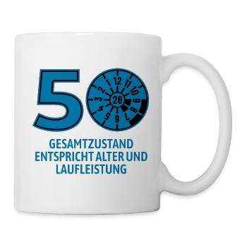 HU April 2026 - 50 Jahre - Geburtstag Geschenk - Tasse - Weiß - Rechts