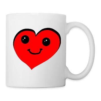 Red Heart Smile Cartoon Heart - Mug - white - Right