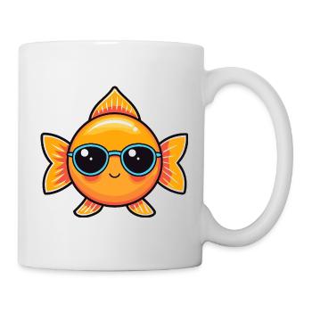 Poisson rétro Lunettes Bleues - Mug blanc - blanc - Droite