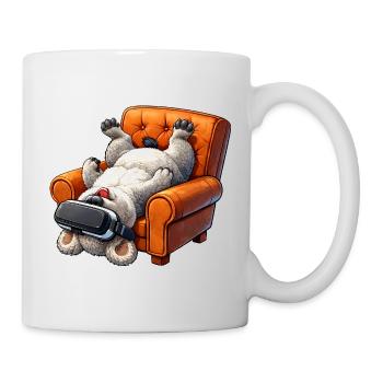 Hund mit VR Brille im Sessel - Tasse - Weiß - Rechts