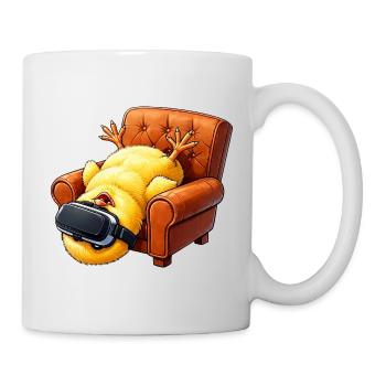 Küken mit VR Brille im Sessel - Tasse - Weiß - Rechts