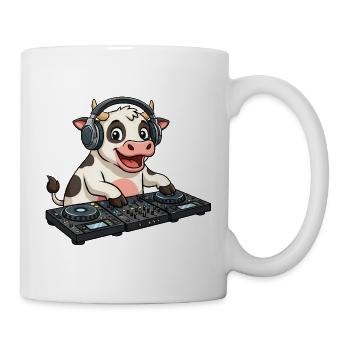 DJ Vache Motif de fête à la ferme - Mug blanc - blanc - Droite