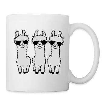 Drei Coole Lamas Reihe Sonnenbrille Lustig Tier - Tasse - Weiß - Rechts