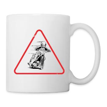 Speedway Motorcycle Racer Warning Sign Design - Tasse - Weiß - Rechts