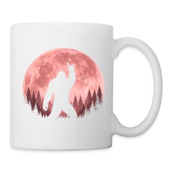 Bigfoot Rock On Sign Sasquatch Yeti Moon - Mug - white - Right