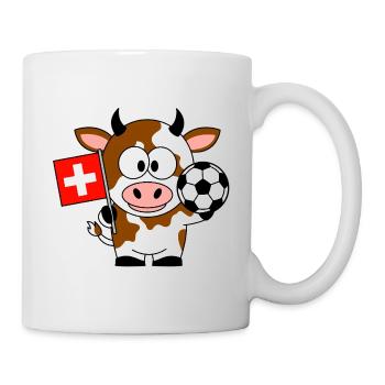 Vache avec drapeau suisse et football - Mug blanc - blanc - Droite